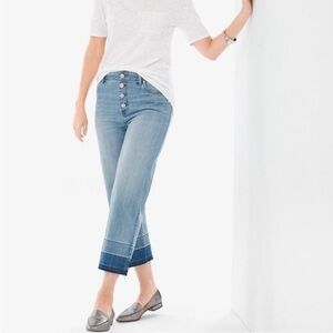 Chicos cropped jeans wide leg button fly women’s size 12 Chicos size 2